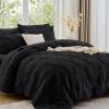 imageSasttie Queen Comforter Set 7Piece Bed in a Bag Pintuck Bedding Sets for All Season Includes Comforter Flat Sheet Fitted Sheet Pillowcases and Pillowshams Sage GreenBlack