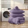 imageSasttie Queen Comforter Set 7Piece Bed in a Bag Pintuck Bedding Sets for All Season Includes Comforter Flat Sheet Fitted Sheet Pillowcases and Pillowshams Sage GreenNew Purple