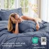 imageSasttie Queen Comforter Set 7Piece Bed in a Bag Pintuck Bedding Sets for All Season Includes Comforter Flat Sheet Fitted Sheet Pillowcases and Pillowshams Sage GreenIndigo Blue