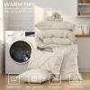 imageSasttie Queen Comforter Set 7Piece Bed in a Bag Pintuck Bedding Sets for All Season Includes Comforter Flat Sheet Fitted Sheet Pillowcases and Pillowshams Sage GreenBeige