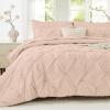 imageSasttie Queen Comforter Set 7Piece Bed in a Bag Pintuck Bedding Sets for All Season Includes Comforter Flat Sheet Fitted Sheet Pillowcases and Pillowshams Sage GreenBlush Pink