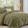 imageSasttie Queen Comforter Set 7Piece Bed in a Bag Pintuck Bedding Sets for All Season Includes Comforter Flat Sheet Fitted Sheet Pillowcases and Pillowshams Sage GreenOlive Green