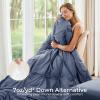 imageSasttie Queen Comforter Set 7Piece Bed in a Bag Pintuck Bedding Sets for All Season Includes Comforter Flat Sheet Fitted Sheet Pillowcases and Pillowshams Sage GreenIndigo Blue