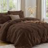 imageSasttie Queen Comforter Set 7Piece Bed in a Bag Pintuck Bedding Sets for All Season Includes Comforter Flat Sheet Fitted Sheet Pillowcases and Pillowshams Sage GreenDark Brown
