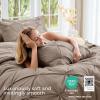 imageSasttie Queen Comforter Set 7Piece Bed in a Bag Pintuck Bedding Sets for All Season Includes Comforter Flat Sheet Fitted Sheet Pillowcases and Pillowshams Sage GreenDark Linen