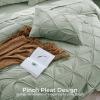 imageSasttie Queen Comforter Set 7Piece Bed in a Bag Pintuck Bedding Sets for All Season Includes Comforter Flat Sheet Fitted Sheet Pillowcases and Pillowshams Sage GreenDusty Green