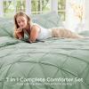 imageSasttie Queen Comforter Set 7Piece Bed in a Bag Pintuck Bedding Sets for All Season Includes Comforter Flat Sheet Fitted Sheet Pillowcases and Pillowshams Sage GreenLight Sage Green