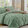 imageSasttie Queen Comforter Set 7Piece Bed in a Bag Pintuck Bedding Sets for All Season Includes Comforter Flat Sheet Fitted Sheet Pillowcases and Pillowshams Sage GreenSage Green