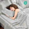 imageSasttie Satin Sheets King  4 Pieces Luxury Soft Gold Silky Bed Sheets Set with Pillowcases  Smooth SilkLike Satin Fabric Reinforced 14 Inches Pocket OekoTex CertifiedLight Grey
