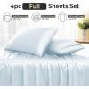 imageSasttie Satin Sheets King  4 Pieces Luxury Soft Gold Silky Bed Sheets Set with Pillowcases  Smooth SilkLike Satin Fabric Reinforced 14 Inches Pocket OekoTex CertifiedLight Blue
