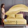 imageSasttie Satin Sheets King  4 Pieces Luxury Soft Gold Silky Bed Sheets Set with Pillowcases  Smooth SilkLike Satin Fabric Reinforced 14 Inches Pocket OekoTex CertifiedPale Yellow