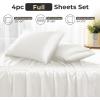 imageSasttie Satin Sheets King  4 Pieces Luxury Soft Gold Silky Bed Sheets Set with Pillowcases  Smooth SilkLike Satin Fabric Reinforced 14 Inches Pocket OekoTex CertifiedWhite