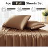 imageSasttie Satin Sheets King  4 Pieces Luxury Soft Gold Silky Bed Sheets Set with Pillowcases  Smooth SilkLike Satin Fabric Reinforced 14 Inches Pocket OekoTex CertifiedBrown