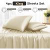 imageSasttie Satin Sheets King  4 Pieces Luxury Soft Gold Silky Bed Sheets Set with Pillowcases  Smooth SilkLike Satin Fabric Reinforced 14 Inches Pocket OekoTex CertifiedChampagne