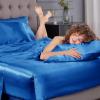 imageSasttie Satin Sheets King  4 Pieces Luxury Soft Gold Silky Bed Sheets Set with Pillowcases  Smooth SilkLike Satin Fabric Reinforced 14 Inches Pocket OekoTex CertifiedRoyal Blue