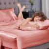imageSasttie Satin Sheets King  4 Pieces Luxury Soft Gold Silky Bed Sheets Set with Pillowcases  Smooth SilkLike Satin Fabric Reinforced 14 Inches Pocket OekoTex CertifiedRose Pink