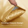 imageSasttie Satin Sheets King  4 Pieces Luxury Soft Gold Silky Bed Sheets Set with Pillowcases  Smooth SilkLike Satin Fabric Reinforced 14 Inches Pocket OekoTex CertifiedGold