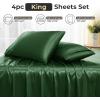 imageSasttie Satin Sheets King  4 Pieces Luxury Soft Gold Silky Bed Sheets Set with Pillowcases  Smooth SilkLike Satin Fabric Reinforced 14 Inches Pocket OekoTex CertifiedForest Green