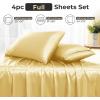 imageSasttie Satin Sheets King  4 Pieces Luxury Soft Gold Silky Bed Sheets Set with Pillowcases  Smooth SilkLike Satin Fabric Reinforced 14 Inches Pocket OekoTex CertifiedPale Yellow