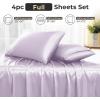 imageSasttie Satin Sheets King  4 Pieces Luxury Soft Gold Silky Bed Sheets Set with Pillowcases  Smooth SilkLike Satin Fabric Reinforced 14 Inches Pocket OekoTex CertifiedLight Purple