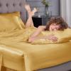 imageSasttie Satin Sheets King  4 Pieces Luxury Soft Gold Silky Bed Sheets Set with Pillowcases  Smooth SilkLike Satin Fabric Reinforced 14 Inches Pocket OekoTex CertifiedGold