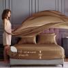 imageSasttie Satin Sheets King  4 Pieces Luxury Soft Gold Silky Bed Sheets Set with Pillowcases  Smooth SilkLike Satin Fabric Reinforced 14 Inches Pocket OekoTex CertifiedBrown