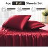 imageSasttie Satin Sheets King  4 Pieces Luxury Soft Gold Silky Bed Sheets Set with Pillowcases  Smooth SilkLike Satin Fabric Reinforced 14 Inches Pocket OekoTex CertifiedWine