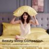 imageSasttie Satin Sheets King  4 Pieces Luxury Soft Gold Silky Bed Sheets Set with Pillowcases  Smooth SilkLike Satin Fabric Reinforced 14 Inches Pocket OekoTex CertifiedPale Yellow
