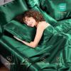 imageSasttie Satin Sheets King  4 Pieces Luxury Soft Gold Silky Bed Sheets Set with Pillowcases  Smooth SilkLike Satin Fabric Reinforced 14 Inches Pocket OekoTex CertifiedEmerald Green