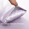 imageSasttie Satin Sheets King  4 Pieces Luxury Soft Gold Silky Bed Sheets Set with Pillowcases  Smooth SilkLike Satin Fabric Reinforced 14 Inches Pocket OekoTex CertifiedLight Purple