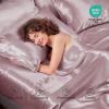 imageSasttie Satin Sheets King  4 Pieces Luxury Soft Gold Silky Bed Sheets Set with Pillowcases  Smooth SilkLike Satin Fabric Reinforced 14 Inches Pocket OekoTex CertifiedDusty Pink