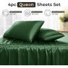 imageSasttie Satin Sheets King  4 Pieces Luxury Soft Gold Silky Bed Sheets Set with Pillowcases  Smooth SilkLike Satin Fabric Reinforced 14 Inches Pocket OekoTex CertifiedForest Green