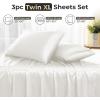 imageSasttie Satin Sheets King  4 Pieces Luxury Soft Gold Silky Bed Sheets Set with Pillowcases  Smooth SilkLike Satin Fabric Reinforced 14 Inches Pocket OekoTex CertifiedWhite
