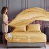 imageSasttie Satin Sheets King  4 Pieces Luxury Soft Gold Silky Bed Sheets Set with Pillowcases  Smooth SilkLike Satin Fabric Reinforced 14 Inches Pocket OekoTex CertifiedGold