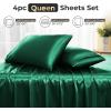 imageSasttie Satin Sheets King  4 Pieces Luxury Soft Gold Silky Bed Sheets Set with Pillowcases  Smooth SilkLike Satin Fabric Reinforced 14 Inches Pocket OekoTex CertifiedEmerald Green
