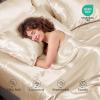 imageSasttie Satin Sheets King  4 Pieces Luxury Soft Gold Silky Bed Sheets Set with Pillowcases  Smooth SilkLike Satin Fabric Reinforced 14 Inches Pocket OekoTex CertifiedKhaki