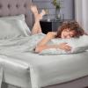 imageSasttie Satin Sheets King  4 Pieces Luxury Soft Gold Silky Bed Sheets Set with Pillowcases  Smooth SilkLike Satin Fabric Reinforced 14 Inches Pocket OekoTex CertifiedLight Grey