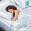 imageSasttie Satin Sheets King  4 Pieces Luxury Soft Gold Silky Bed Sheets Set with Pillowcases  Smooth SilkLike Satin Fabric Reinforced 14 Inches Pocket OekoTex CertifiedLight Blue
