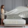 imageSasttie Satin Sheets King  4 Pieces Luxury Soft Gold Silky Bed Sheets Set with Pillowcases  Smooth SilkLike Satin Fabric Reinforced 14 Inches Pocket OekoTex CertifiedLight Grey