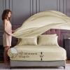 imageSasttie Satin Sheets King  4 Pieces Luxury Soft Gold Silky Bed Sheets Set with Pillowcases  Smooth SilkLike Satin Fabric Reinforced 14 Inches Pocket OekoTex CertifiedChampagne