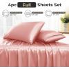 imageSasttie Satin Sheets King  4 Pieces Luxury Soft Gold Silky Bed Sheets Set with Pillowcases  Smooth SilkLike Satin Fabric Reinforced 14 Inches Pocket OekoTex CertifiedRose Pink