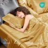 imageSasttie Satin Sheets King  4 Pieces Luxury Soft Gold Silky Bed Sheets Set with Pillowcases  Smooth SilkLike Satin Fabric Reinforced 14 Inches Pocket OekoTex CertifiedGold