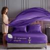 imageSasttie Satin Sheets King  4 Pieces Luxury Soft Gold Silky Bed Sheets Set with Pillowcases  Smooth SilkLike Satin Fabric Reinforced 14 Inches Pocket OekoTex CertifiedPurple