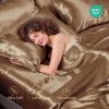imageSasttie Satin Sheets King  4 Pieces Luxury Soft Gold Silky Bed Sheets Set with Pillowcases  Smooth SilkLike Satin Fabric Reinforced 14 Inches Pocket OekoTex CertifiedBrown
