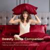 imageSasttie Satin Sheets King  4 Pieces Luxury Soft Gold Silky Bed Sheets Set with Pillowcases  Smooth SilkLike Satin Fabric Reinforced 14 Inches Pocket OekoTex CertifiedWine