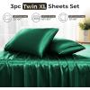 imageSasttie Satin Sheets King  4 Pieces Luxury Soft Gold Silky Bed Sheets Set with Pillowcases  Smooth SilkLike Satin Fabric Reinforced 14 Inches Pocket OekoTex CertifiedEmerald Green