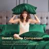imageSasttie Satin Sheets King  4 Pieces Luxury Soft Gold Silky Bed Sheets Set with Pillowcases  Smooth SilkLike Satin Fabric Reinforced 14 Inches Pocket OekoTex CertifiedEmerald Green