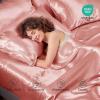 imageSasttie Satin Sheets King  4 Pieces Luxury Soft Gold Silky Bed Sheets Set with Pillowcases  Smooth SilkLike Satin Fabric Reinforced 14 Inches Pocket OekoTex CertifiedRose Pink