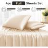 imageSasttie Satin Sheets King  4 Pieces Luxury Soft Gold Silky Bed Sheets Set with Pillowcases  Smooth SilkLike Satin Fabric Reinforced 14 Inches Pocket OekoTex CertifiedKhaki