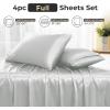 imageSasttie Satin Sheets King  4 Pieces Luxury Soft Gold Silky Bed Sheets Set with Pillowcases  Smooth SilkLike Satin Fabric Reinforced 14 Inches Pocket OekoTex CertifiedLight Grey